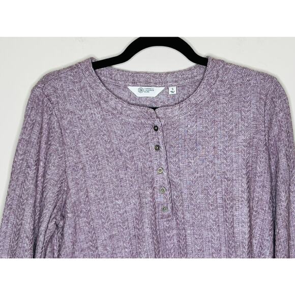 NWT Candace Cameron Bure Womens Bordeaux Balloon-Sleeve Henley Top Size Small - Picture 3 of 7